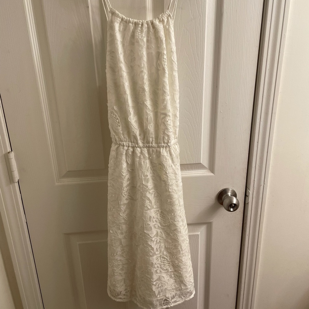 White lace halter dress
